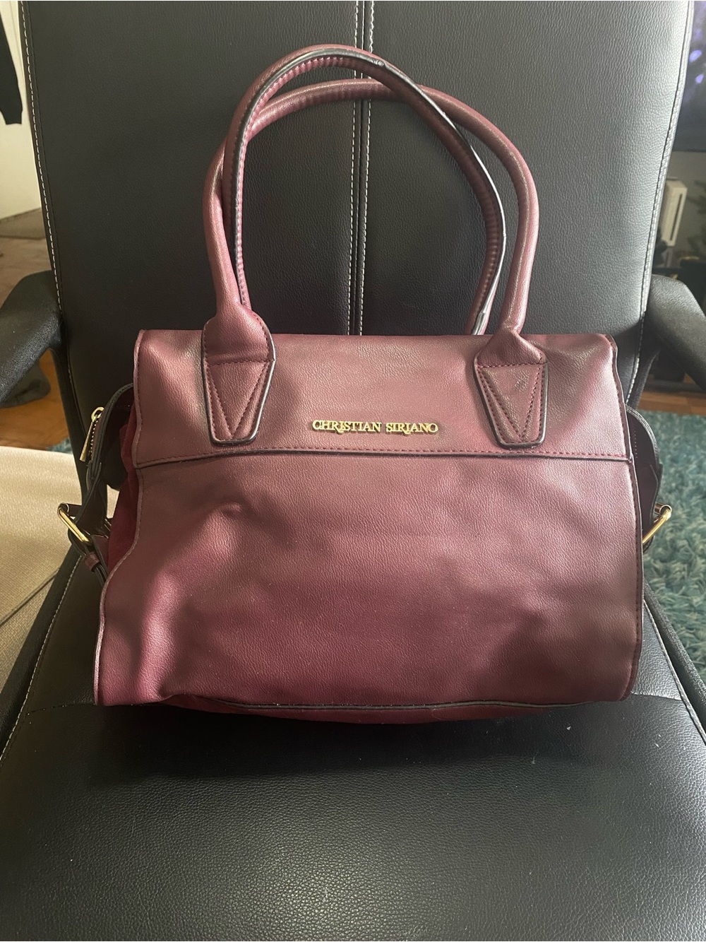 Christian Siriano Burgundy Faux Leather Satchel Handbag